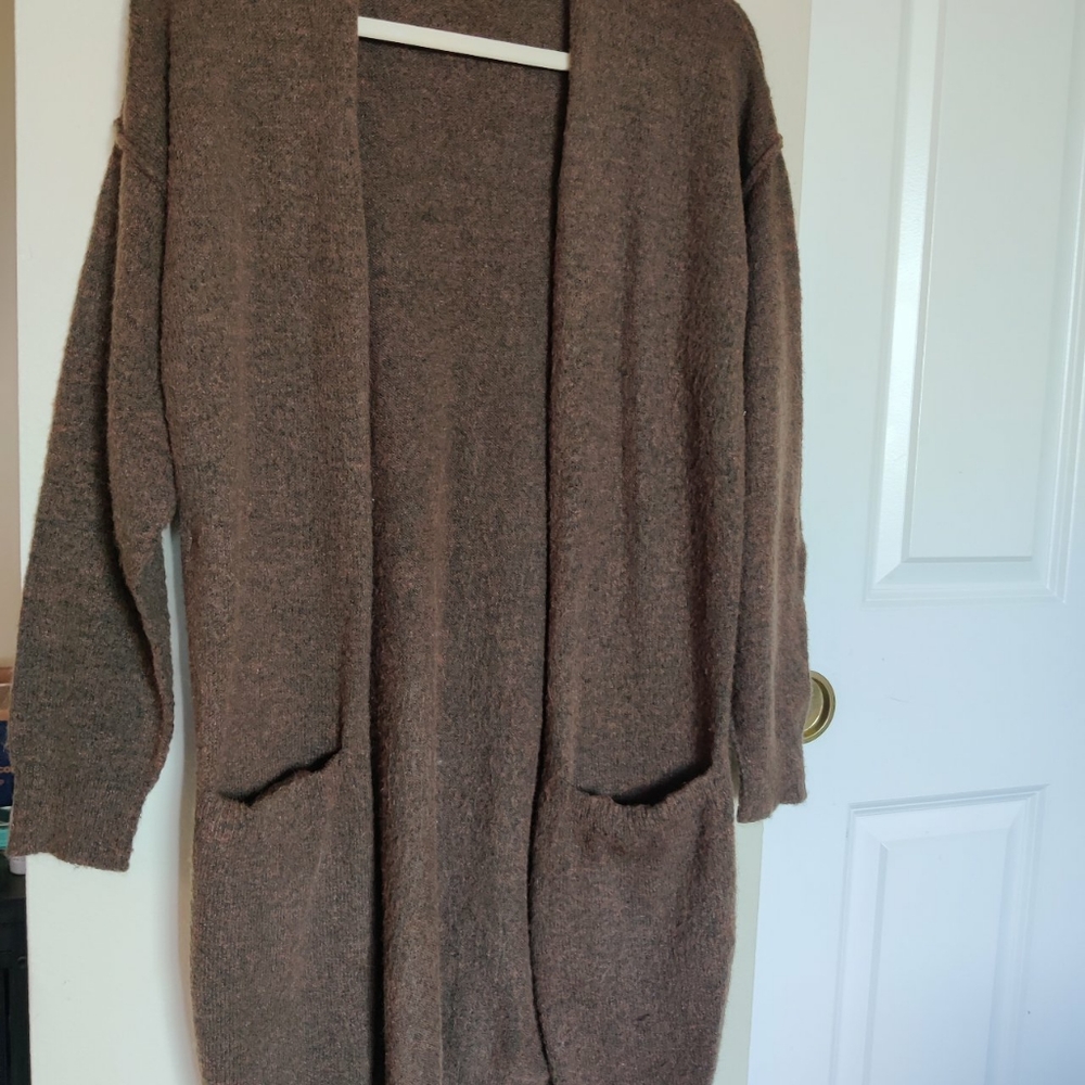 Anthropology brown long cardigan sweater